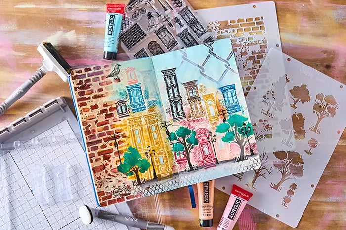 View 2 of City Life Clear Stamps Set w/ Stencils - Studio by Vic Hollins - Sizzix