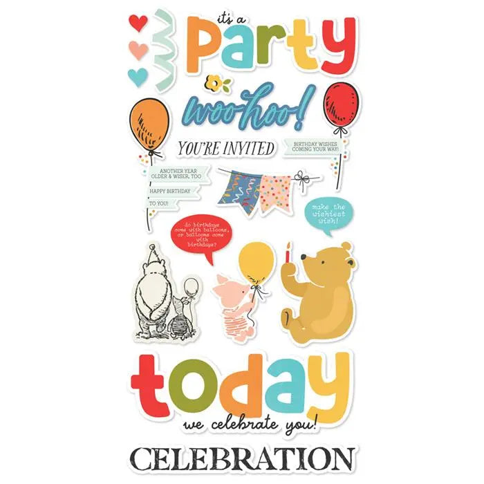 Classic Pooh Birthday Foam Stickers - Say Cheese - Simple Stories