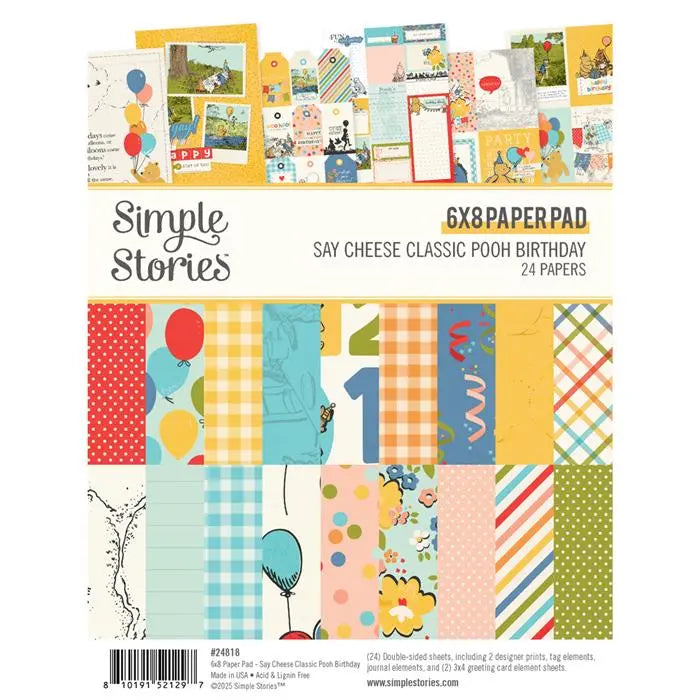 Classic Pooh Birthday Paper Pad, 6" x 8" - Say Cheese - Simple Stories