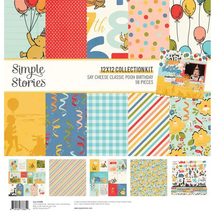 Classic Pooh Birthday Scrapbook Collection Kit, 12" x 12" - Say Cheese - Simple Stories