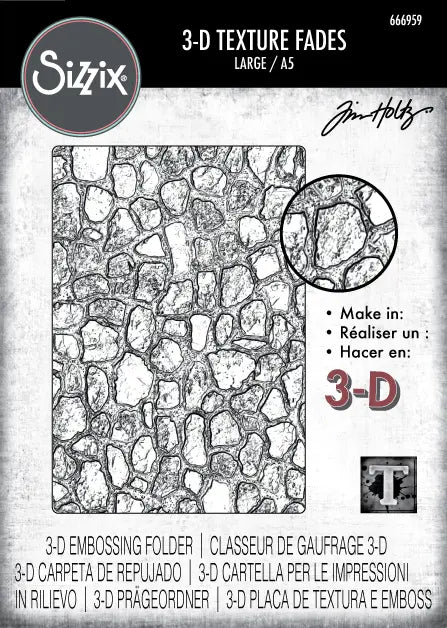 Cobblestone 3-D Texture Fades Embossing Folder Large/A5 - Tim Holtz - Sizzix