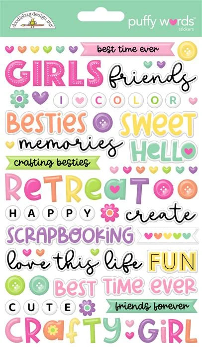 Color Me Crafty Puffy Words Stickers - Doodlebug