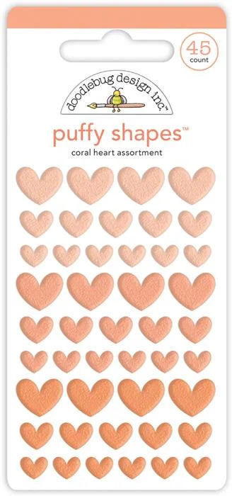 Coral Heart Puffy Shapes - Monochromatic - Doodlebug