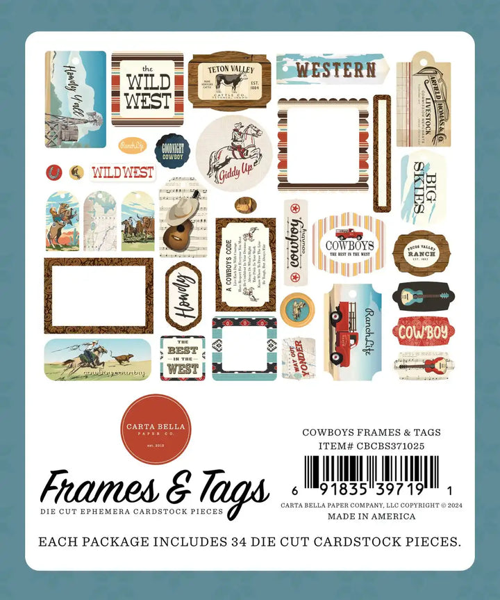 Cowboys Frames & Tags  - Carta Bella