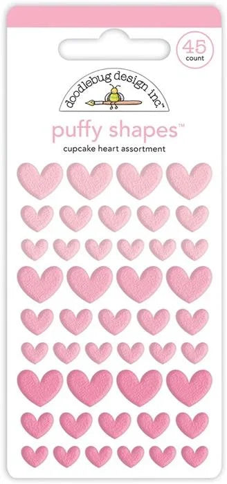 Cupcake Heart Puffy Shapes - Monochromatic - Doodlebug