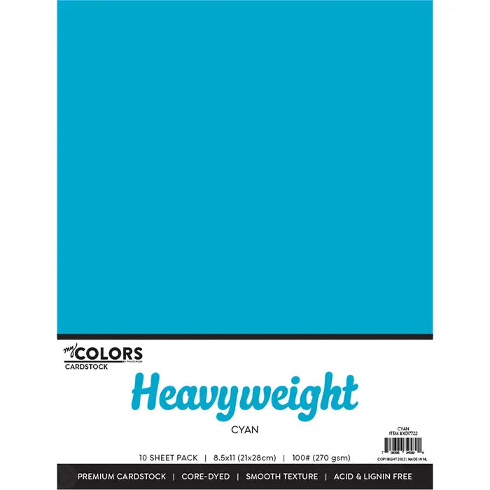 Cyan Heavyweight Cardstock Pack, 8.5" x 11" - My Colors - PhotoPlay
