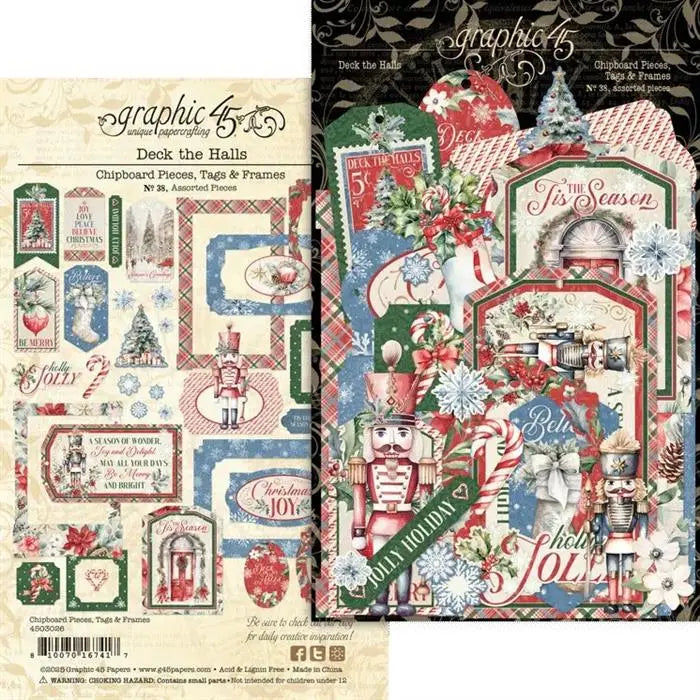 Deck the Halls Chipboard Pieces, Tags & Frames - Graphic 45