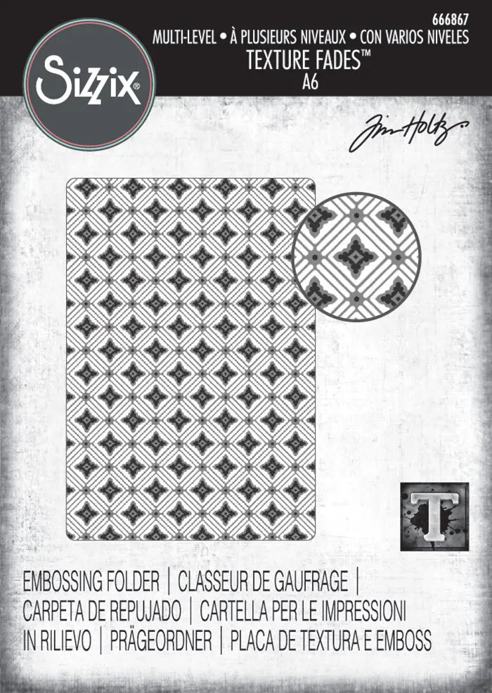 Diamonds Multi Level Textured Impressions Embossing Folder - Back from the Vault by Tim Holtz - Sizzix