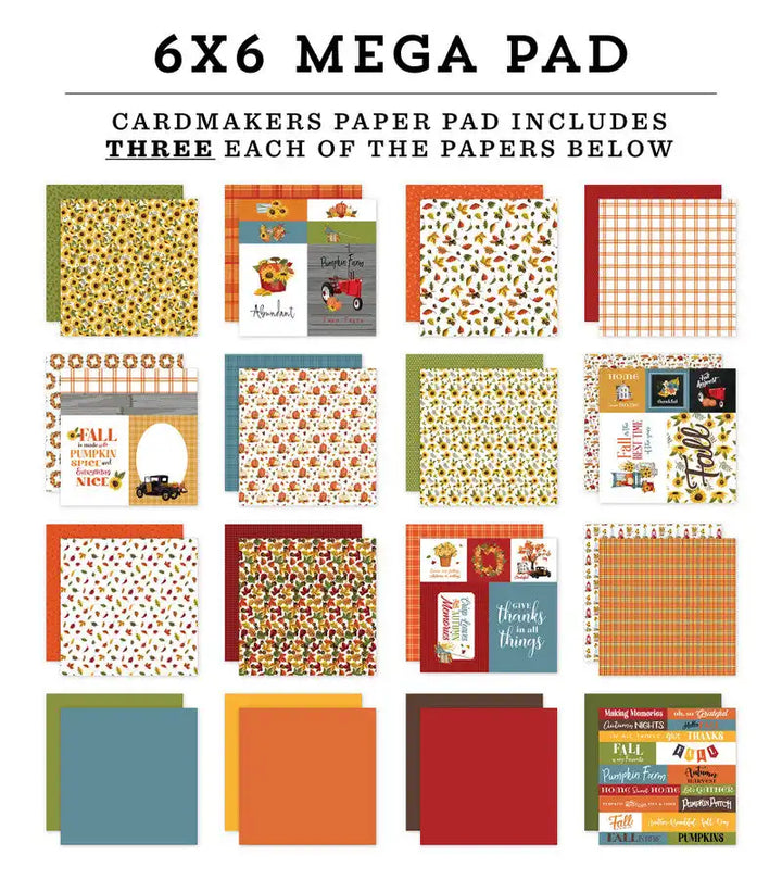 Fall Fun Cardmakers 6X6 Mega Pad - Carta Bela