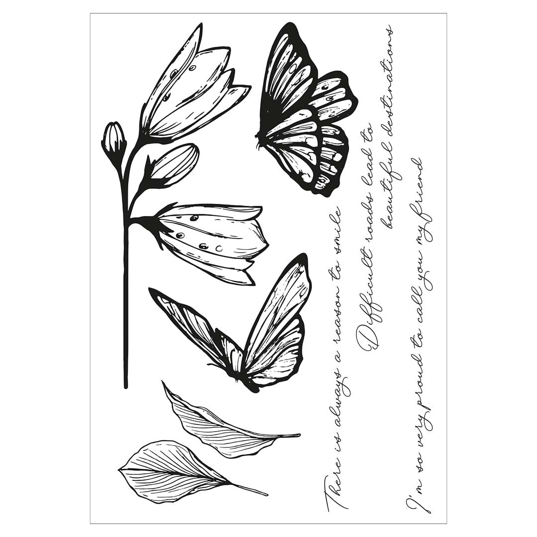 Farfallina A5 Stamps w/Stencil (Cosmopolitan Series) by Stacey Park - Sizzix
