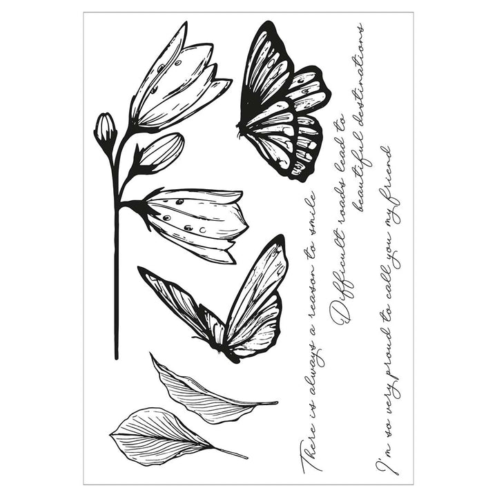 Farfallina A5 Stamps w/Stencil (Cosmopolitan Series) by Stacey Park - Sizzix