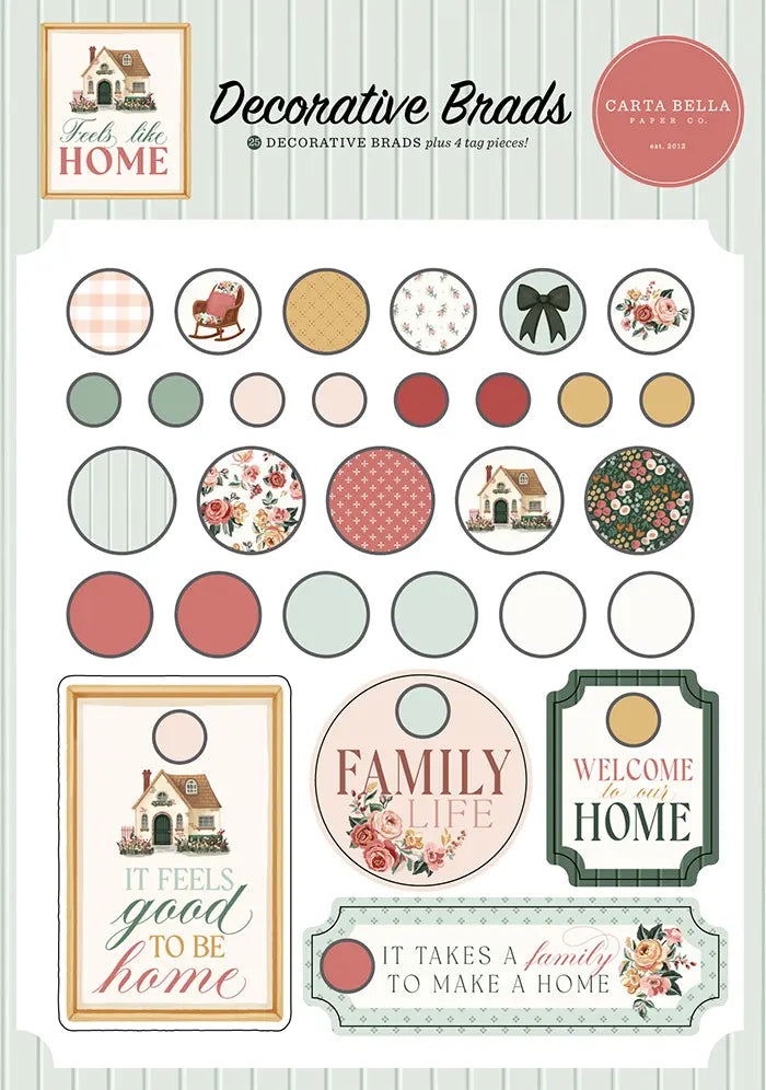 Feels Like Home Decorative Brads - Carta Bella