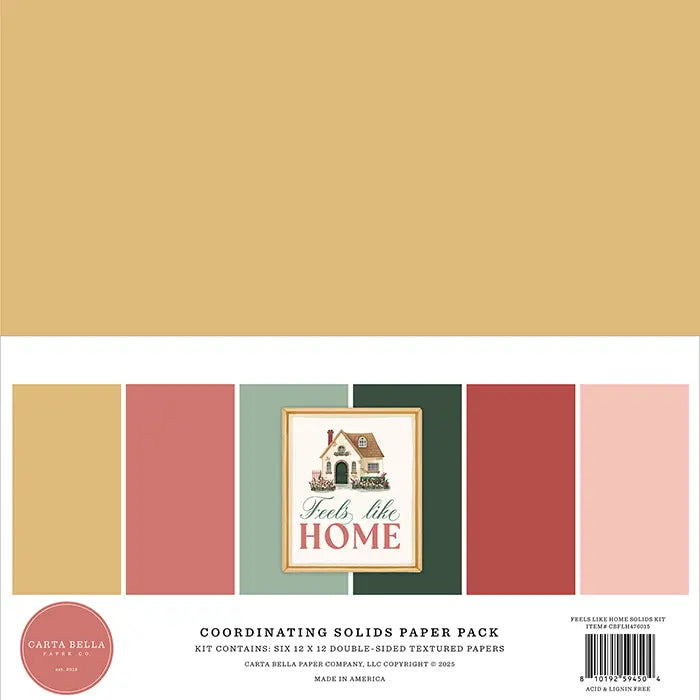Feels Like Home Solids Paper Kit, 12" x 12" - Carta Bella