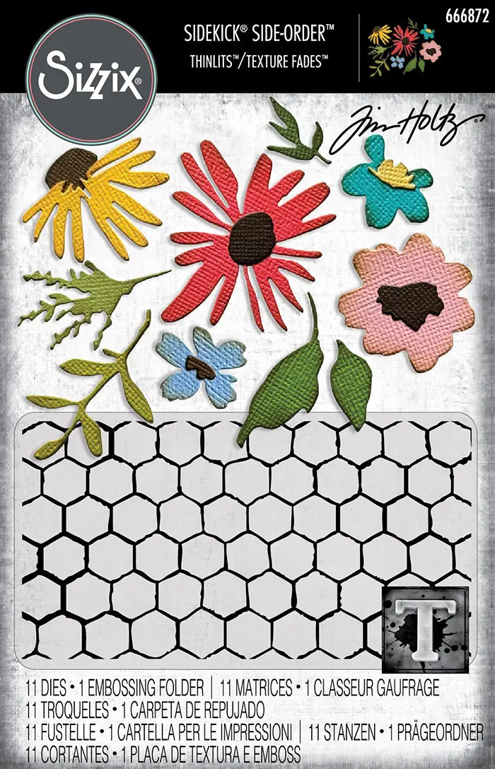 Floristry Thinlits Dies w/ 2D Texture Fades Folder - Vault Side-Order - Tim Holtz - Sizzix