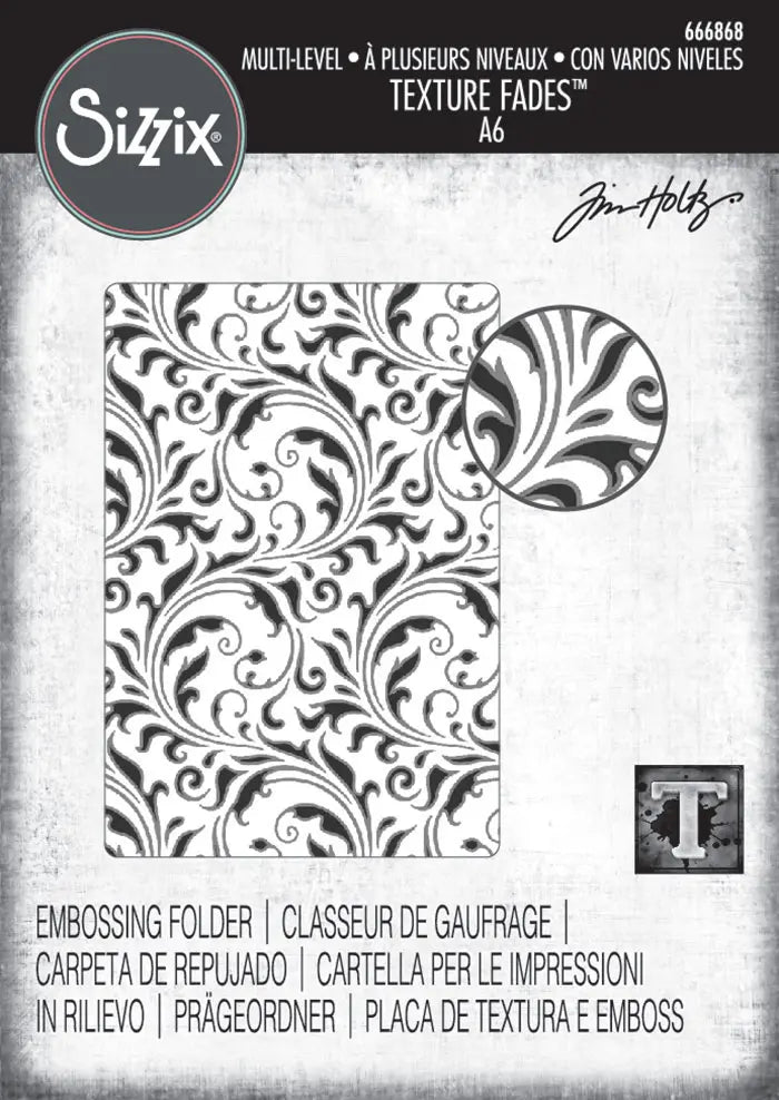 Flourish Multi Level Textured Impressions Embossing Folder - Back from the Vault by Tim Holtz - Sizzix