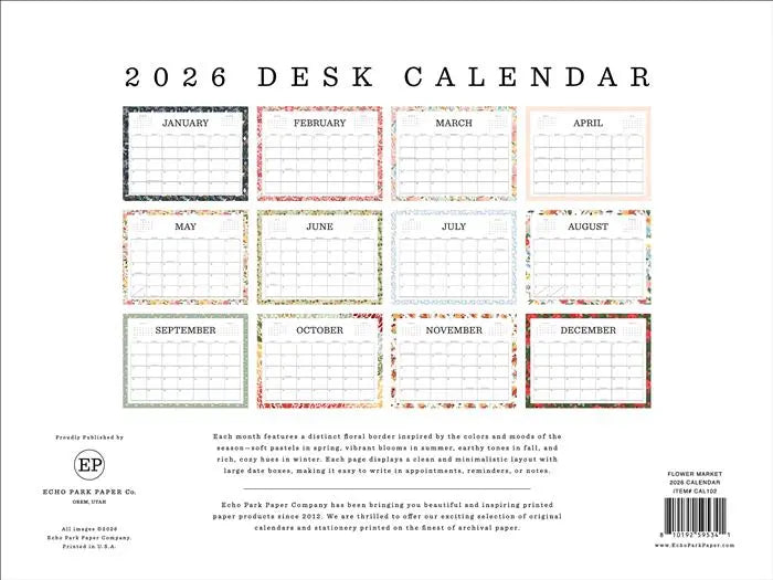Flower Market 2026 Calendar - Echo Park