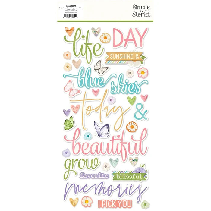 View 2 of Flower Shoppe Foam Stickers - Simple Vintage - Simple Stories