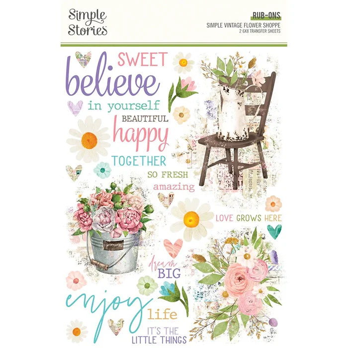 Flower Shoppe Rub Ons - Simple Vintage - Simple Stories