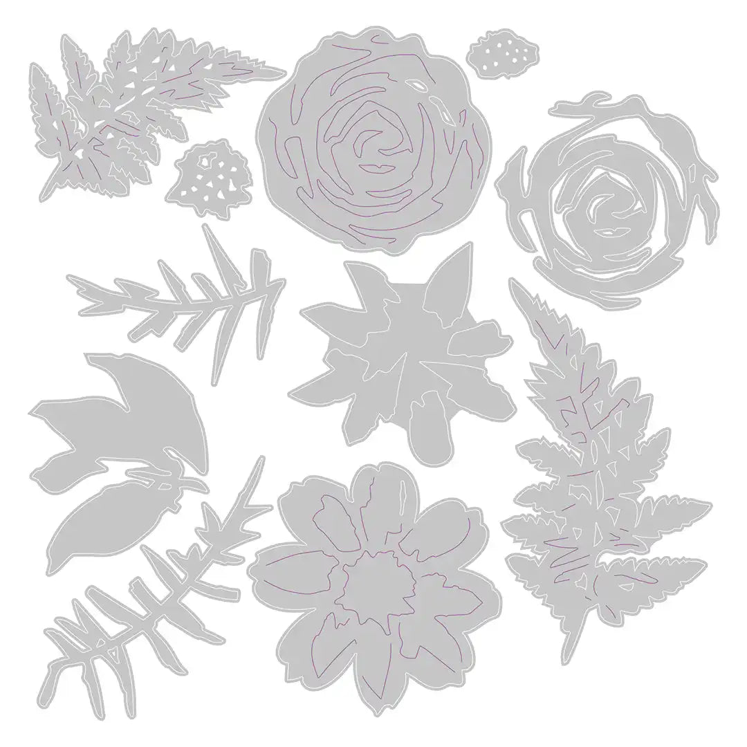 Flowers & Fern Thinlits Die Set - Sizzix