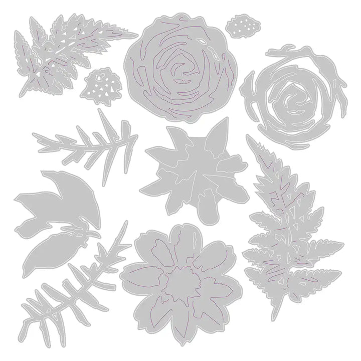 Flowers & Fern Thinlits Die Set - Sizzix