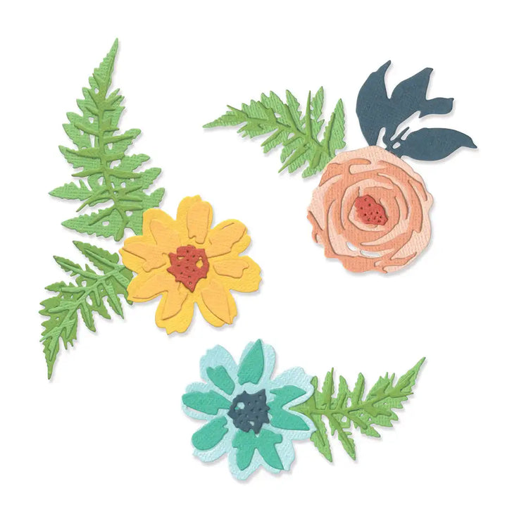 Flowers & Fern Thinlits Die Set - Sizzix