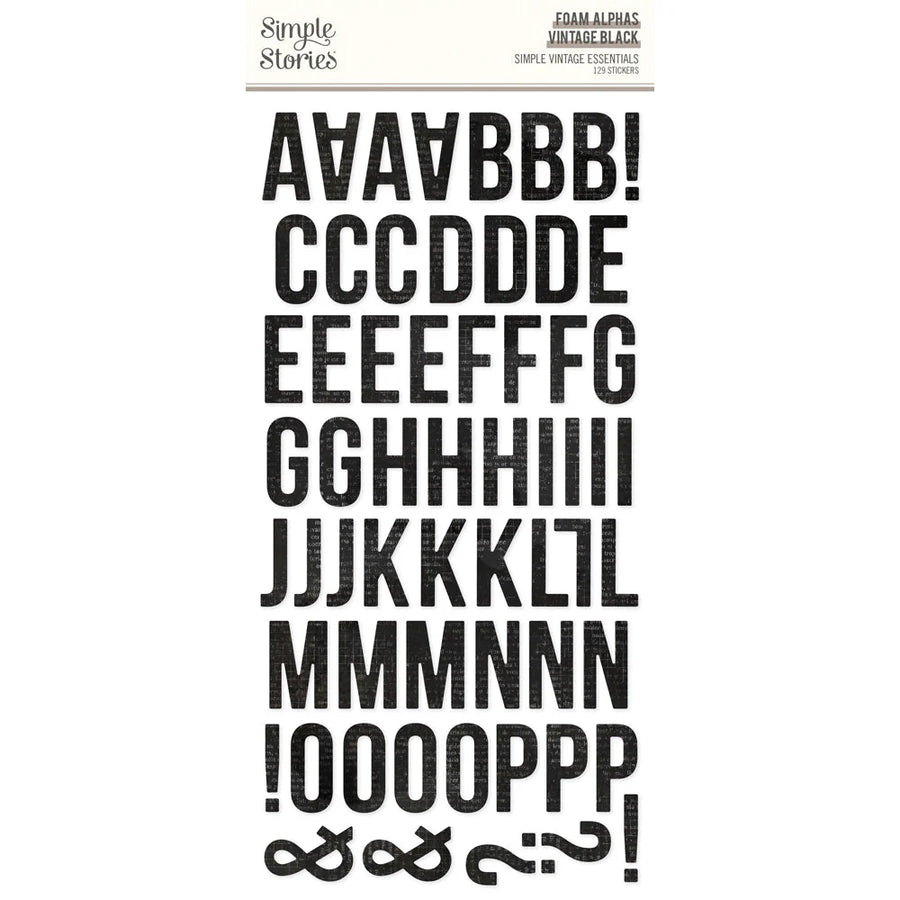 Foam Alphas Vintage Black Stickers- Simple Vintage Essentials - Simple Stories