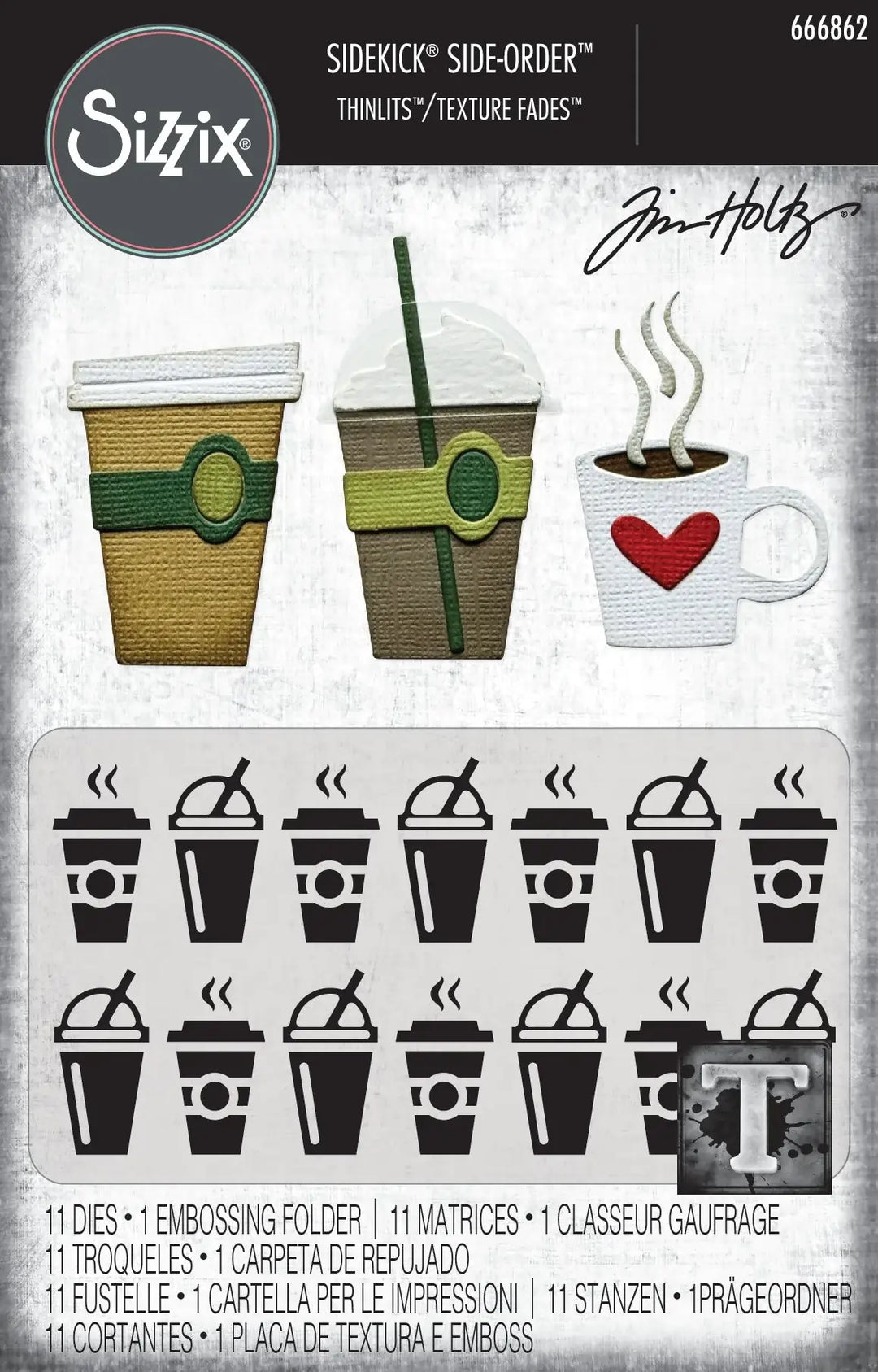 Fresh Brewed Thinlits w/ Folder - Vault: Sidekick Side-Order - Tim Holtz - Sizzix