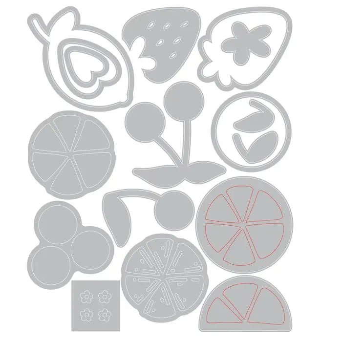 Fruit Doodles Thinlits Die Set Die Set 17PK - Letters by Shells - Shelly Kim - Sizzix