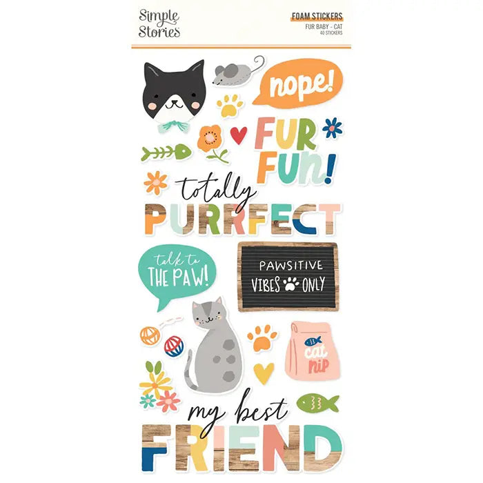 Fur Baby Cat Foam Stickers - Simple Stories