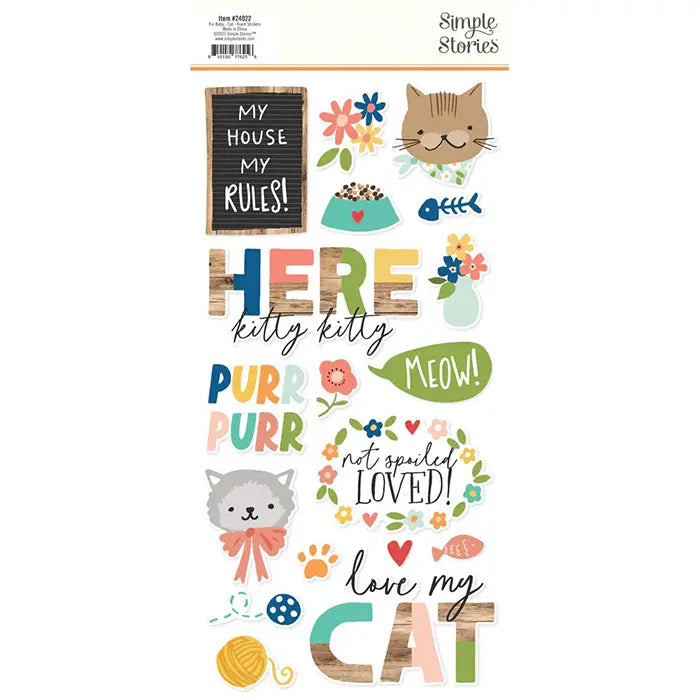 View 2 of Fur Baby Cat Foam Stickers - Simple Stories
