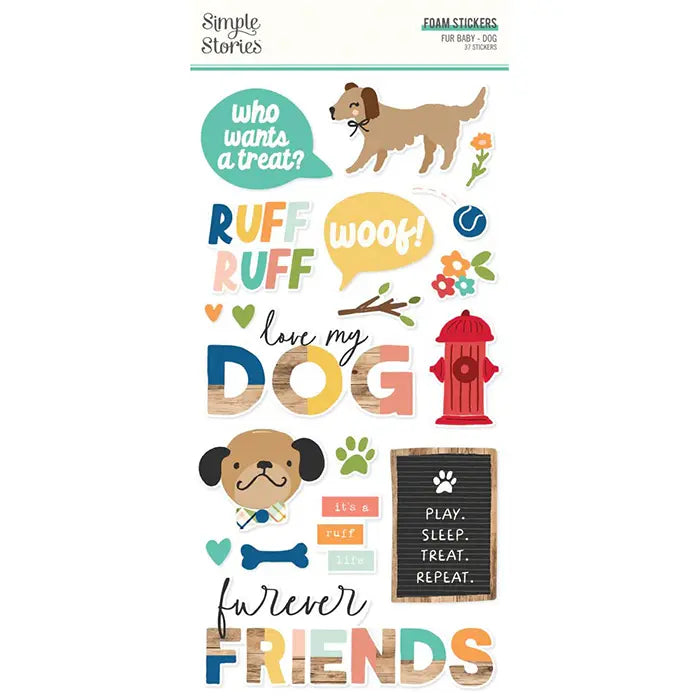 Fur Baby Dog Foam Stickers - Simple Stories