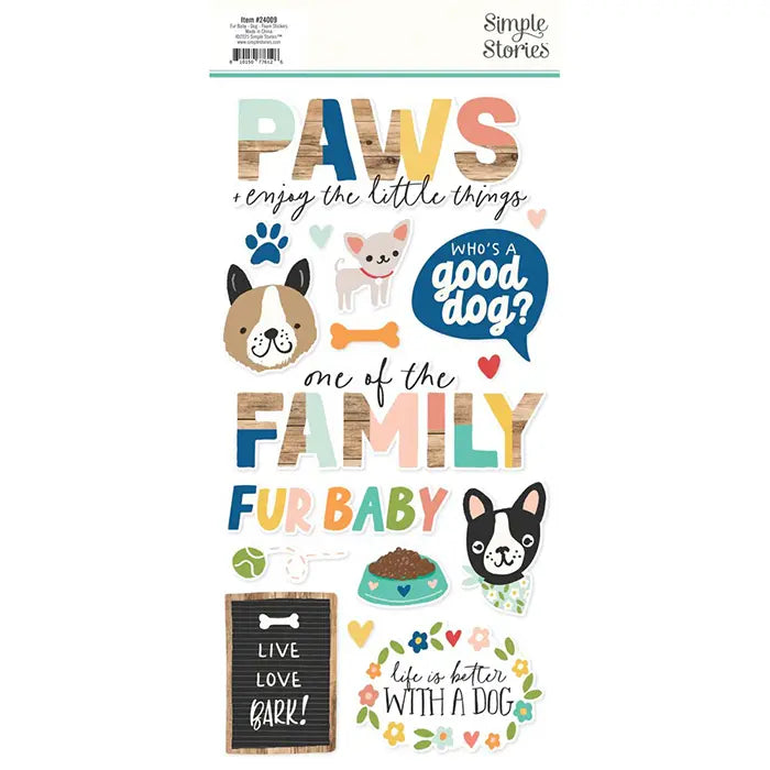 View 2 of Fur Baby Dog Foam Stickers - Simple Stories