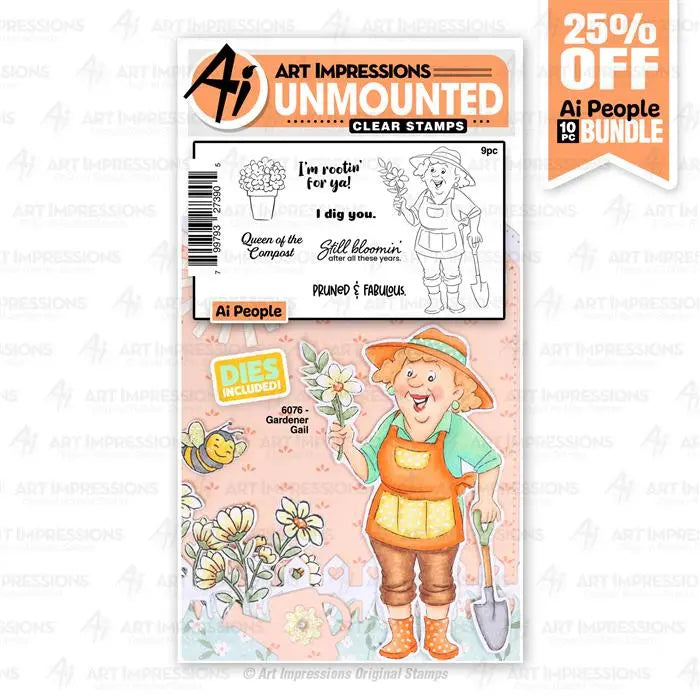 Gardener Gail Clear Stamp and Die Set - Ai People - Art Impressions