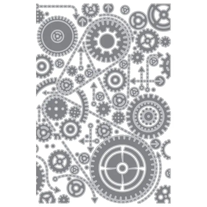 View 3 of Gears Multi Level Textured Impressions Embossing Folder - Back from the Vault by Tim Holtz - Sizzix