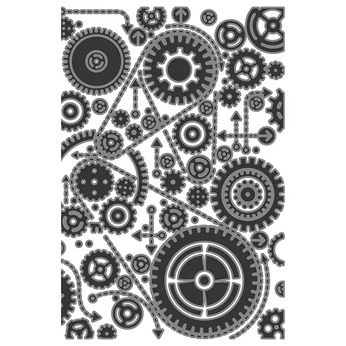 View 4 of Gears Multi Level Textured Impressions Embossing Folder - Back from the Vault by Tim Holtz - Sizzix