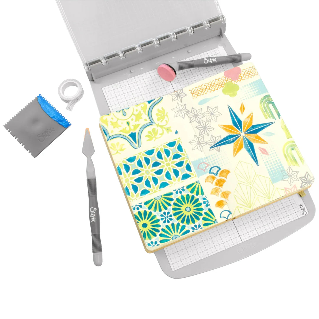 Geometric Clear Stamps Set w/ Layering Stencils - Studio by Vic Hollins - Sizzix