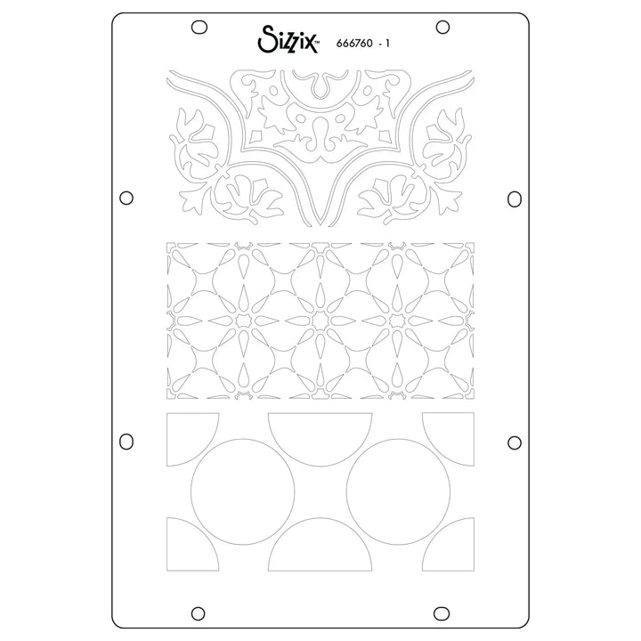 Geometric Clear Stamps Set w/ Layering Stencils - Studio by Vic Hollins - Sizzix