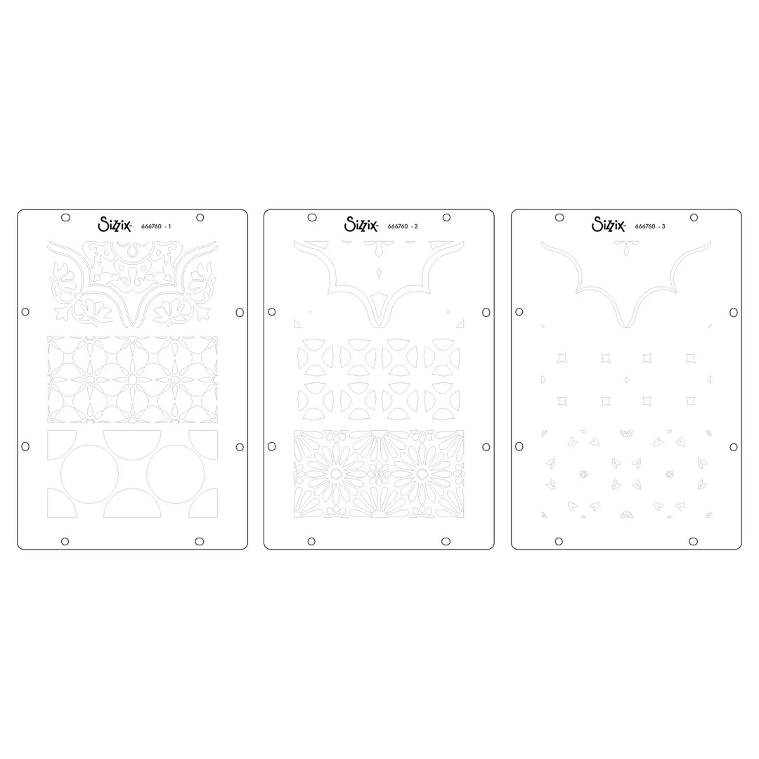 Geometric Clear Stamps Set w/ Layering Stencils - Studio by Vic Hollins - Sizzix
