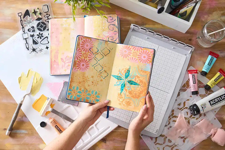 Geometric Clear Stamps Set w/ Layering Stencils - Studio by Vic Hollins - Sizzix