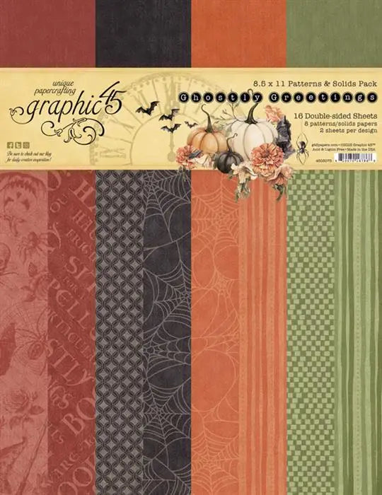 Ghostly Greetings Patterns & Solids Paper Pack, 8.5" x 11" - Graphic 45