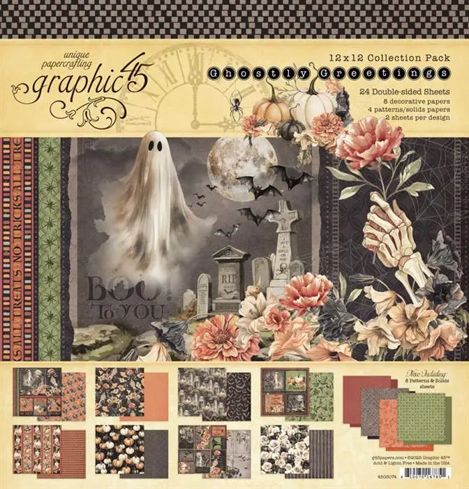 Ghostly Greetings Scrapbook Collection Kit,  12" x 12" - Graphic 45