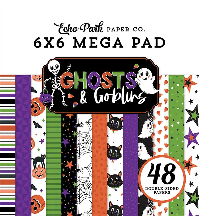 Ghosts And Goblins Cardmakers Mega Cardstock Pad, 6" x 6" - Echo Park