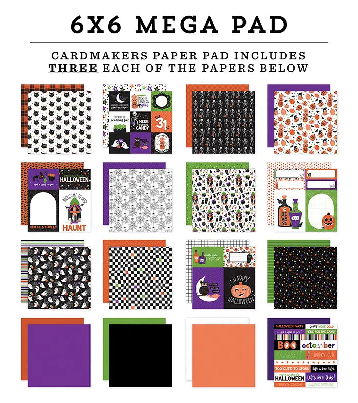 Ghosts And Goblins Cardmakers Mega Cardstock Pad, 6" x 6" - Echo Park