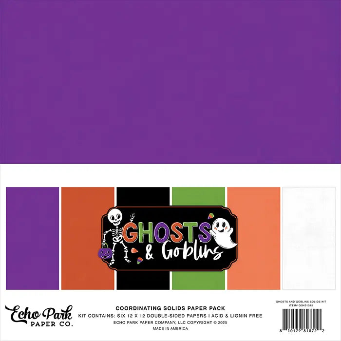 Ghosts And Goblins Solids Paper Kit, 12" x 12" - Echo Park