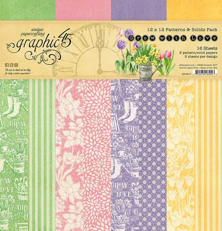 Grow with Love 12" x 12" Patterns & Solids Pack - Graphic 45