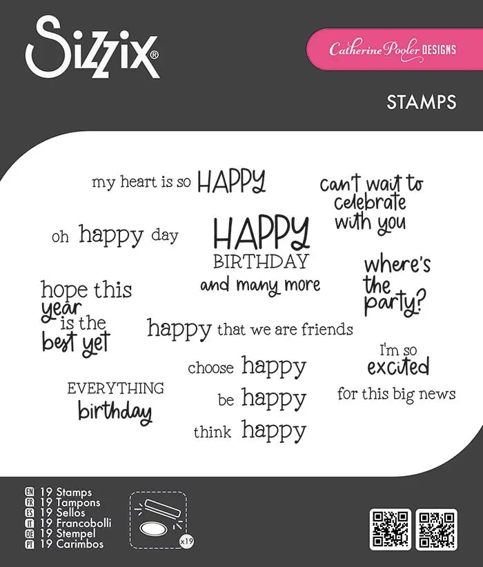 Happy Everything Sentiment Clear Stamps Set - Catherine Pooler - Sizzix