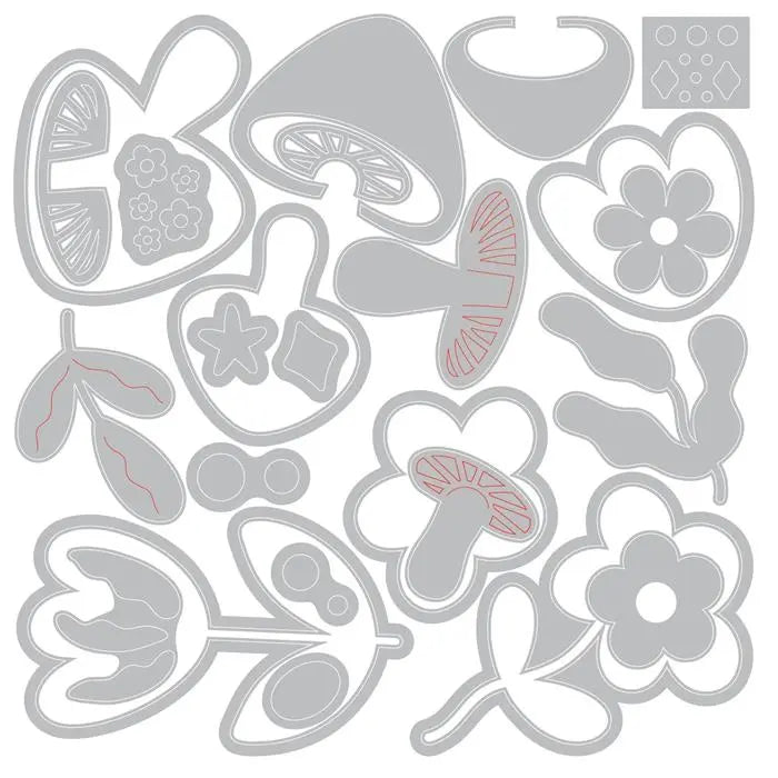 Happy Florals Thinlits Die Set Die Set 25PK - Letters by Shells - Shelly Kim - Sizzix