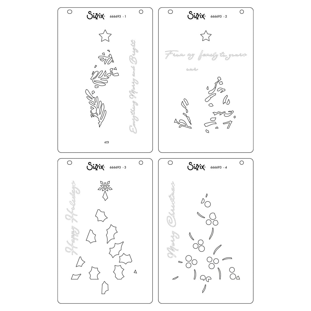 Happy Holidays A6 Layered Stencils - Cosmopolitan Christmas by Stacey Park (4pcs) - Sizzix