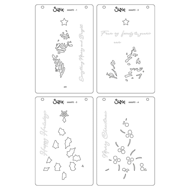 Happy Holidays A6 Layered Stencils - Cosmopolitan Christmas by Stacey Park (4pcs) - Sizzix