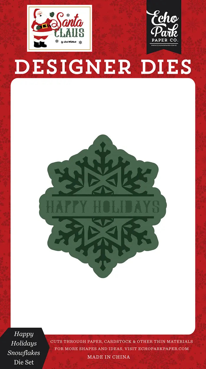 Happy Holidays Snowflake Die Set - Santa Claus - Echo Park